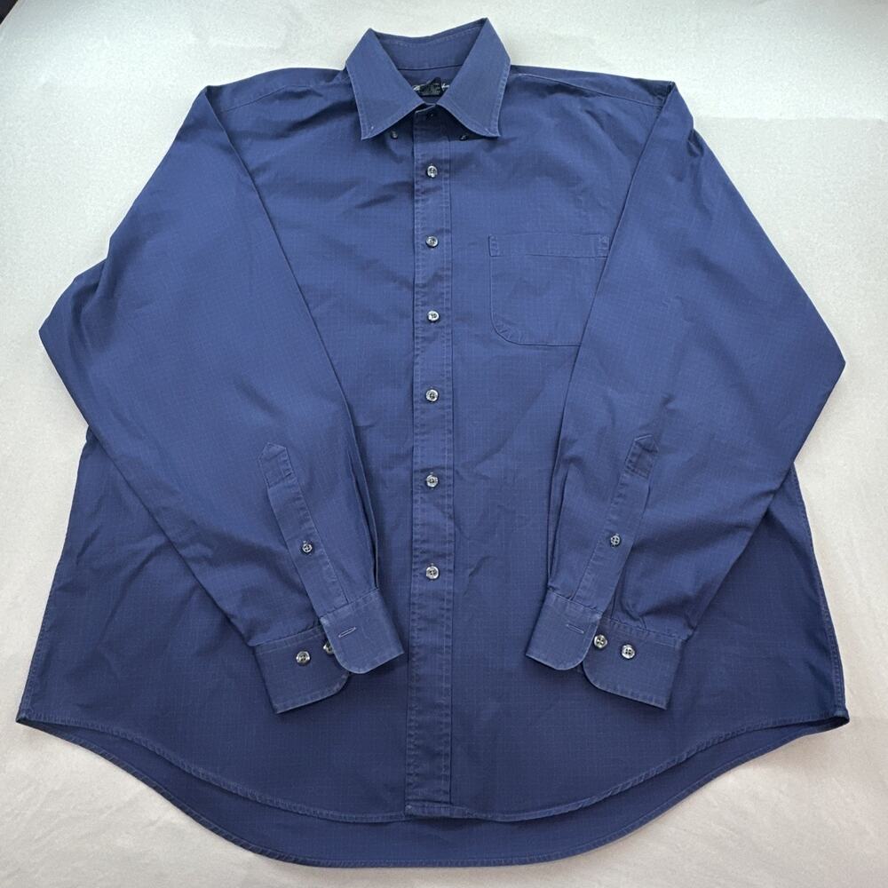 Brooks Brothers Shirt Mens XL B&T Blue Mini Check Chest Pocket Oxford Academia